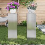 vidaXL Supports pour plantes 2 Pièces Argent 24 x 24 x 75 cm