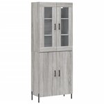 vidaXL Buffet haut Sonoma gris 69 5x34x180 cm Bois d'ingénierie