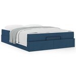 vidaXL Cadre de lit avec stockage Bleu 140 x 200 cm tissu