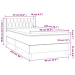 vidaXL Sommier à lattes de lit avec matelas Noir 90x200 cm Tissu