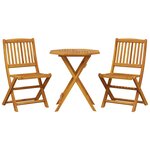 vidaXL Ensemble de bistro pliable 3 Pièces bois d'acacia solide