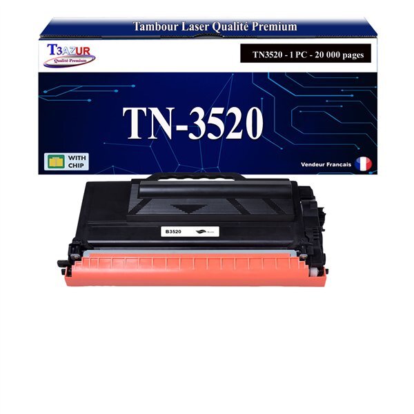 T3AZUR - Toner compatible avec Brother TN-3520  TN 3520 pour Brother HL-L6400DW L6400DWT L6250DW  MFC-L6900DW L6750DW Noir - 20 000 pages