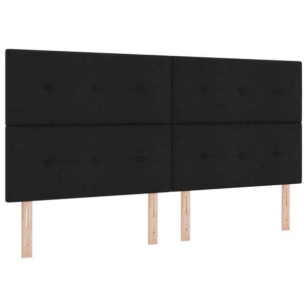 Lit à ressorts vidaXL avec matelas Noir 200x200 cm Tissu
