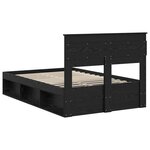 vidaXL Cadre de lit avec stockage Noir 120 x 190 cm Bois de pin massif