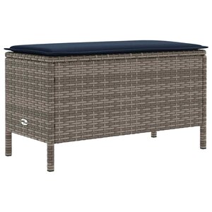 vidaXL Pouf de Jardin Gris et bleu marine 80 x 38 x 42 cm Rotin PE