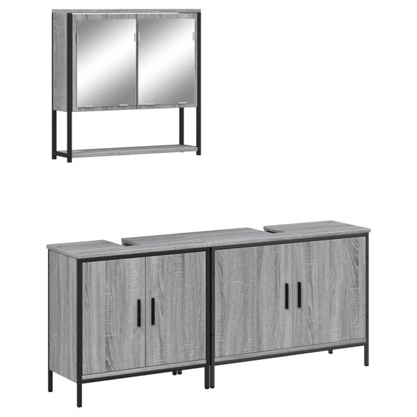 vidaXL Ensemble de meubles de salle de bain 3 Pièces Sonoma gris