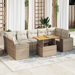 vidaXL Salon de jardin avec coussins 8 Pièces beige résine tressée
