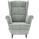 vidaXL Fauteuil à oreilles avec tabouret gris clair velours