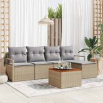 vidaXL Ensemble de canapé de jardin 6 Pièces Beige Poly rotin