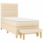 vidaXL Sommier à lattes de lit avec matelas Crème 100x200 cm Tissu