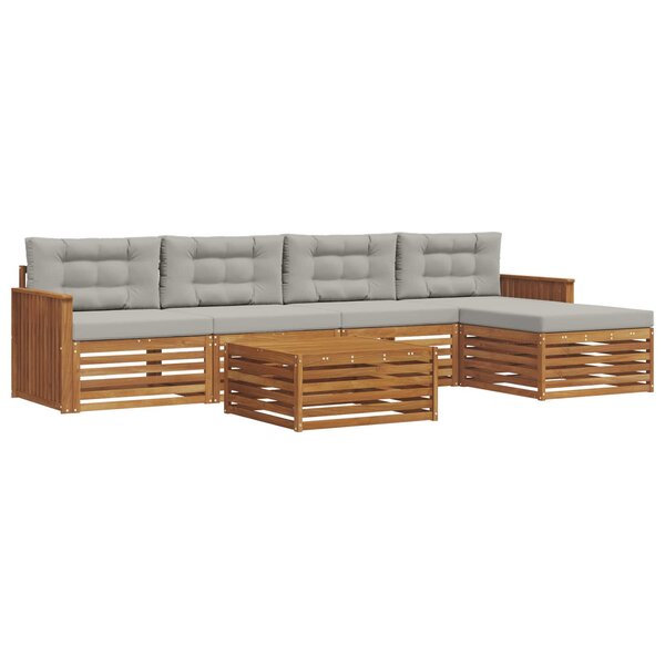 vidaXL Ensemble de canapés d'extérieur 6 pc Gris Naturel et Clair