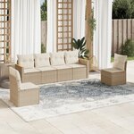 vidaXL Salon de jardin avec coussins 6 Pièces beige résine tressée