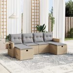 vidaXL Salon de jardin avec coussins 6Pièces mélange beige résine tressée