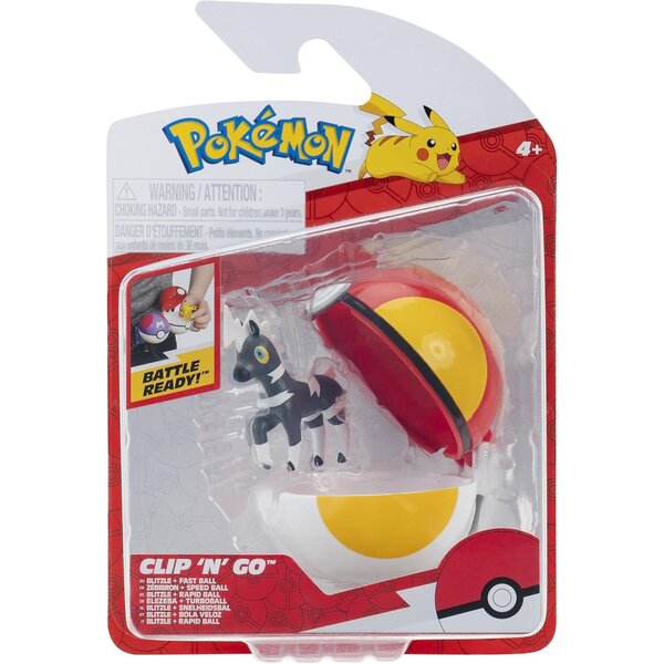 Jazwares PKW4149 - Pokémon Zébibron et Speed Ball Clip 'N' Go