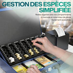 ACROPAQ Caisse à monnaie Professionnelle XL 36x27x11cm- Coffret Monnaie Acier- Monnayeur  2 clés Compartiments monnaie- Poignée Robuste