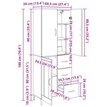 vidaXL Haut Armoire Chêne noir 69 5 x 34 x 180 cm Bois d'ingénierie