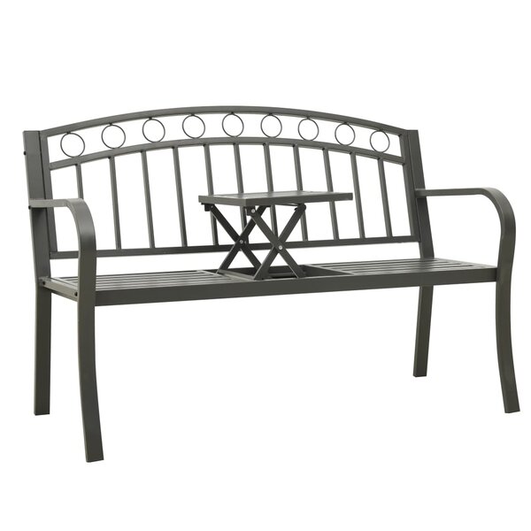 vidaXL Banc de jardin avec table Gris 120 cm Acier