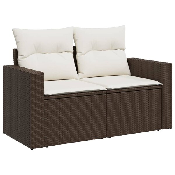 vidaXL Canapé de jardin avec coussins 2 places marron résine tressée