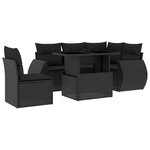 vidaXL Salon de jardin 6 Pièces avec coussins noir résine tressée