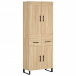 vidaXL Buffet haut Chêne sonoma 69 5x34x180 cm Bois d'ingénierie
