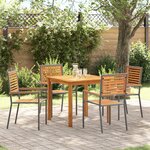 Ensemble de salle à manger de jardin 5 pièces vidaXL Gris Poly Rattan Acacia