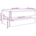 vidaXL Table basse avec lumières LED chêne artisanal 90x50x40 cm