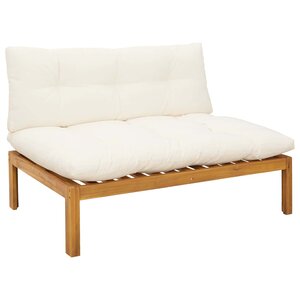 vidaXL Sofa de jardin milieu Blanc Naturel et Crème Bois d'acacia