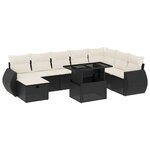 vidaXL Salon de jardin 9 Pièces avec coussins noir résine tressée