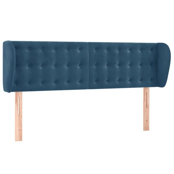 vidaXL Tête de lit avec oreilles Bleu foncé 147x23x78/88 cm Velours