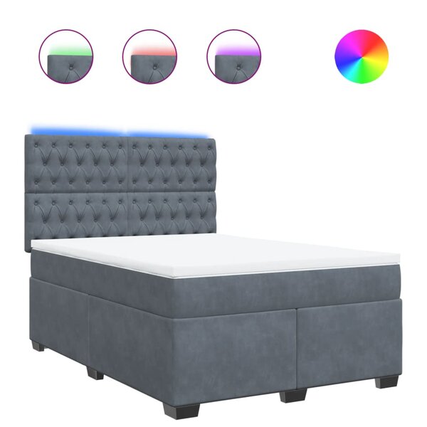 vidaXL Sommier à lattes de lit et matelas Gris foncé 140x200cm Velours