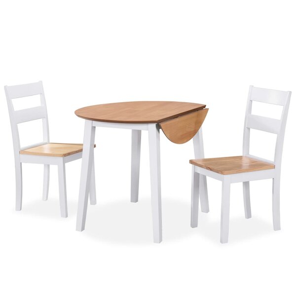 vidaXL Ensemble de salle à manger 3 Pièces MDF et hévéa Blanc