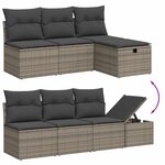 vidaXL Salon de jardin 8 Pièces avec coussins gris résine tressée