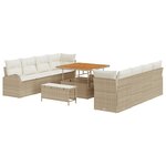 Ensemble de canapé de jardin vidaXL 11 pièces avec coussins beige en poly rotin acacia