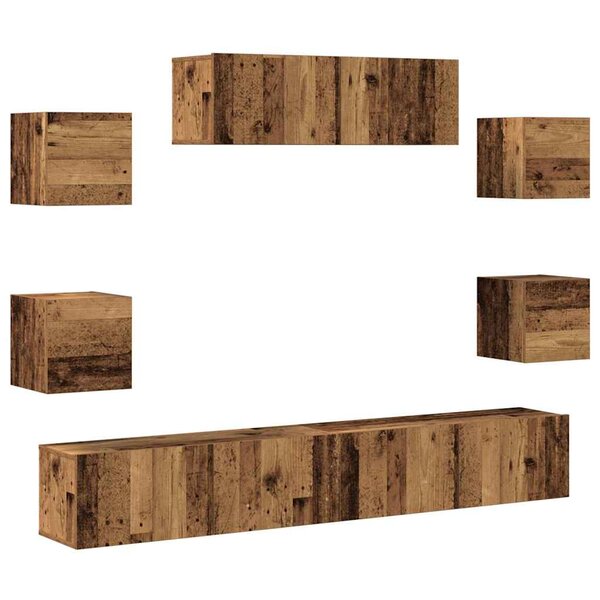 vidaXL Ensemble de meuble TV mural 7 Pièces vieux bois bois d'ingénierie