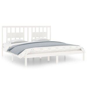 vidaXL Cadre de lit Blanc Bois massif 180x200 cm Super King