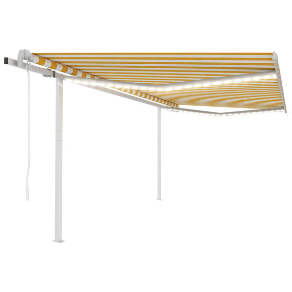 vidaXL Auvent automatique avec capteur de vent LED 4x3m Jaune et blanc