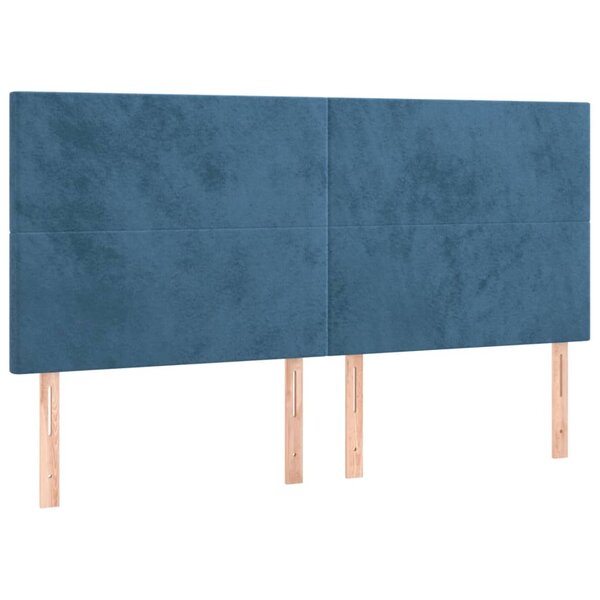 vidaXL Tête de lit Bleu foncé 160 x 5 x 118/128 cm Velours