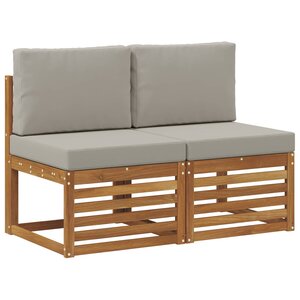 vidaXL 2 Pièce Sofa de milieu extérieur Bois d'Acacia Massif Naturel