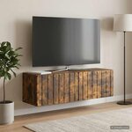 vidaXL Meuble TV mural 98 x 31 x 30 cm Chêne fumé Bois d'ingénierie