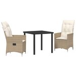 vidaXL Ensemble de salle à manger pour jardin 3 Pièces Beige polyrotin