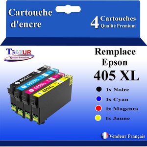 T3AZUR - 4 Cartouches compatibles avec Epson 405  405 XL pour Epson Workforce Pro EC-C7000