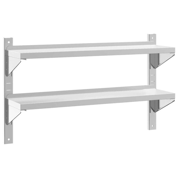 vidaXL Étagère murale 2 niveaux 100x23 5x60cm argenté acier inoxydable