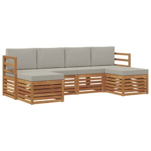 vidaXL Ensemble de canapés d'extérieur 6 pc Gris Naturel et Clair