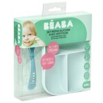 Beaba Ensemble d'assiette bébé à 2 compartiments Silicone Bleu