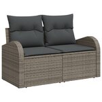 Ensemble de canapés de jardin de 7 pièces avec coussins gris poly rattan acacia