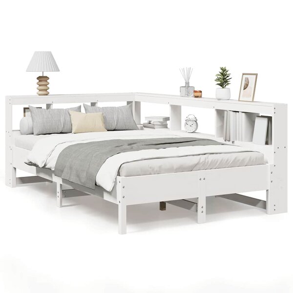 vidaXL Lit bibliothèque sans matelas blanc 120x190 cm bois pin massif