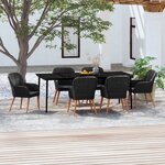 vidaXL Mobilier de salle à manger de jardin avec coussins 7 Pièces Noir