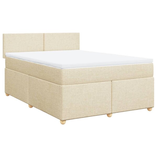 vidaXL Sommier à lattes de lit avec matelas Crème 140x200 cm Tissu