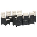 vidaXL Ensemble de salle à manger de jardin de 9 pièces avec coussins en rattan poly noir