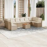 vidaXL Salon de jardin 11 Pièces avec coussins beige résine tressée